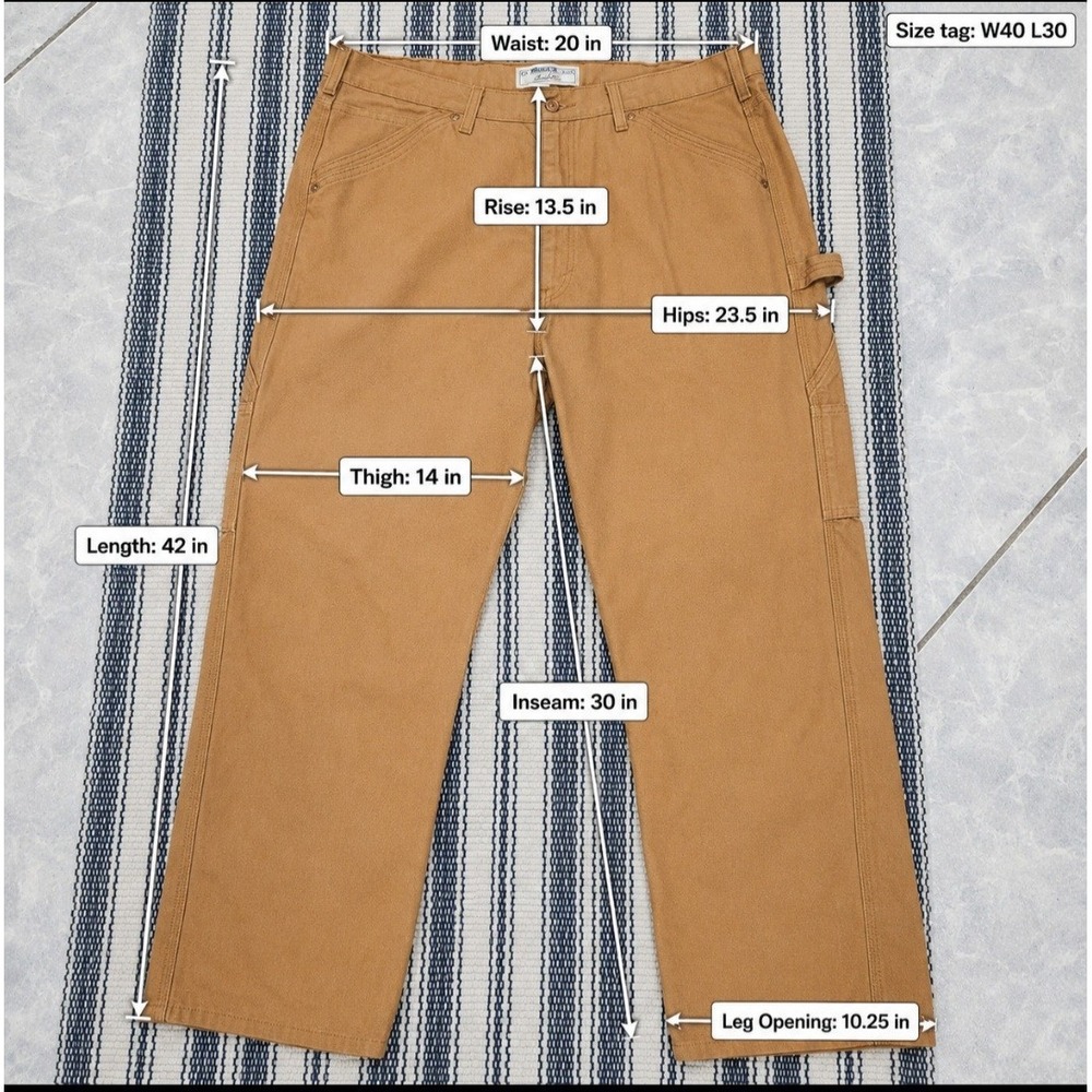 Levi Strauss Signature Mens 40x30 Brown Duck Canvas Carpenter Workwear Pants - Picture 8 of 8